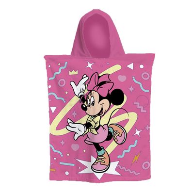 Disney Minnie Mouse Kinder Badeponcho aus Baumwolle mit Kapuze für Bad Strand und