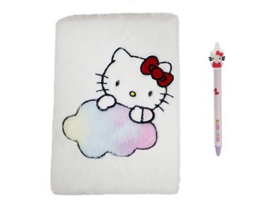 Hello Kitty Plüsch Notizbuch Set mit radierbarem Gelstift Schreibset