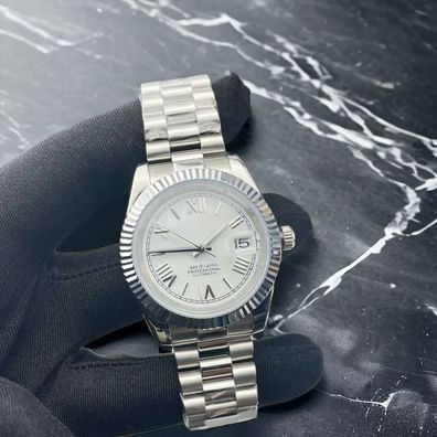 Armbanduhr Datejust Weiß Römisches Zifferblatt Edelstahl Automatik Luxusuhr 39mm