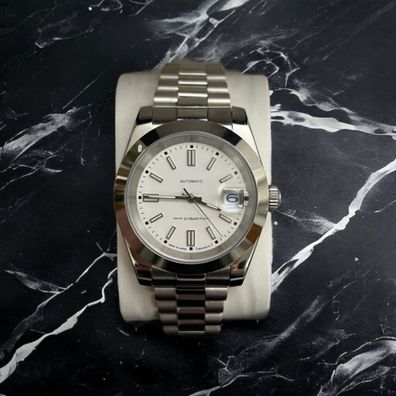 Armbanduhr Datejust Weiß Smooth Bezel Edelstahl Automatik Luxusuhr 39mm