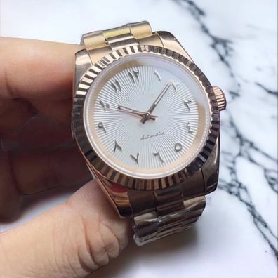 Armbanduhr Datejust Weiß Arabisches Zifferblatt Rosegold Automatik Luxusuhr 39mm