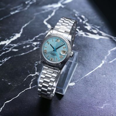 Armbanduhr Datejust Römisches Zifferblatt Türkis Stahl Automatik Luxusuhr 39mm
