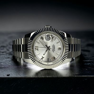 Armbanduhr Datejust Silber Römisches Zifferblatt Edelstahl Automatik Luxusuhr 39mm