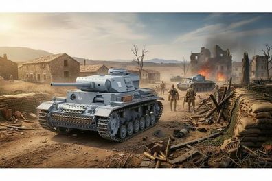 RC Panzer "Kampfwagen III" 1:16 Heng Long -Rauch&Sound - mit Stahlgetriebe und 2,4Ghz