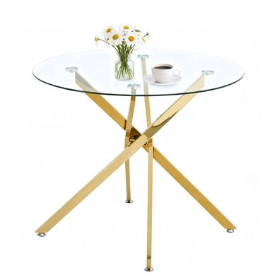 Runder Couchtisch mit gehärteter Glasplatte, modern, 80x80x76/77 cm