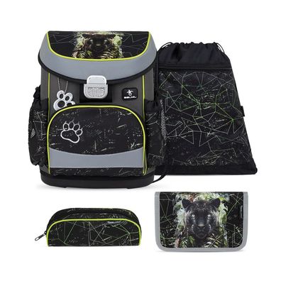 Belmil Mini-Fit ergonomisches Schulranzen-Set 4-teilig "Black Panther" mit Brustgurt