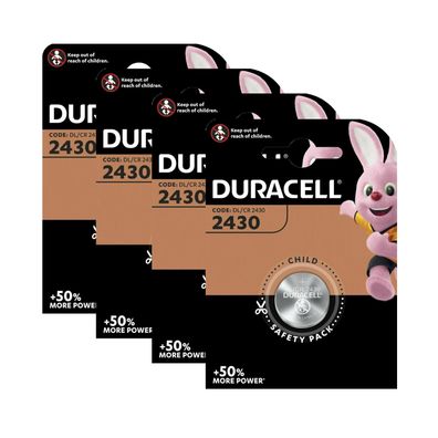 4x Duracell Specialty CR 2430 3V Lithium Batterie Knopfzelle DL2430 im Blister
