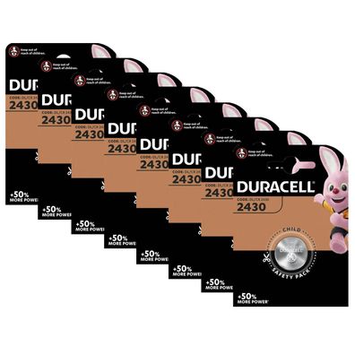 8x Duracell Specialty CR 2430 3V Lithium Batterie Knopfzelle DL2430 im Blister