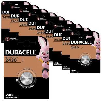 10x Duracell Specialty CR 2430 3V Lithium Batterie Knopfzelle DL2430 im Blister