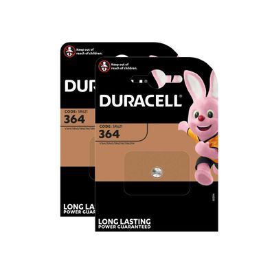 2x Duracell 364 Uhrenbatterien 1,55 V SR621SW SR621 AG1 LR621 RW320 Knopfzelle