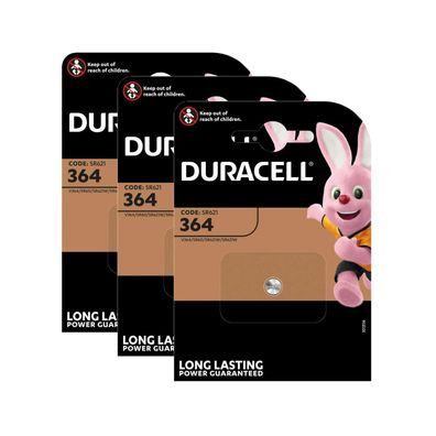 3x Duracell 364 Uhrenbatterien 1,55 V SR621SW SR621 AG1 LR621 RW320 Knopfzelle