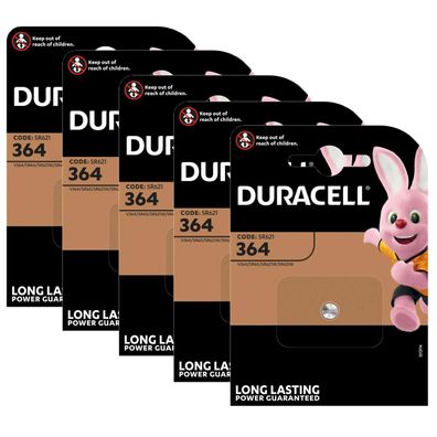 5x Duracell 364 Uhrenbatterien 1,55 V SR621SW SR621 AG1 LR621 RW320 Knopfzelle