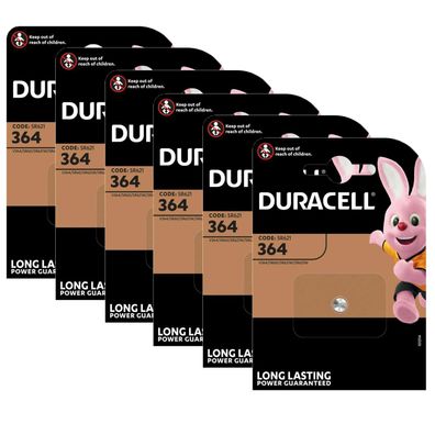 6x Duracell 364 Uhrenbatterien 1,55 V SR621SW SR621 AG1 LR621 RW320 Knopfzelle