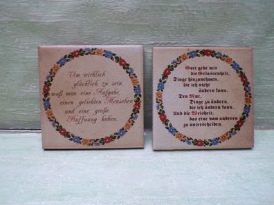 2 Keramik Spruchbilder Kacheln Faenza Italy Mono Cer Gott gebe mir Um wirklich