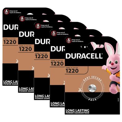 5x Duracell CR1220 DL1220 Lithium Knopfzelle 3V Batterie 34mAh BR 1220 CR 1220