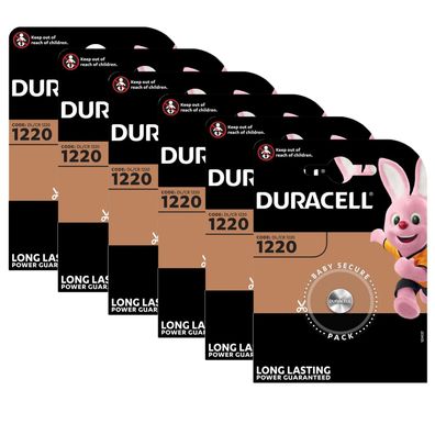 6x Duracell CR1220 DL1220 Lithium Knopfzelle 3V Batterie 34mAh BR 1220 CR 1220