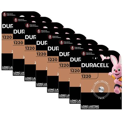 8x Duracell CR1220 DL1220 Lithium Knopfzelle 3V Batterie 34mAh BR 1220 CR 1220