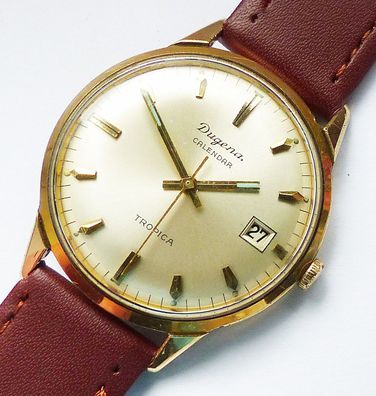 Schöne Dugena Tropica Calendar 17Jewels Herren Vintage Armbanduhr