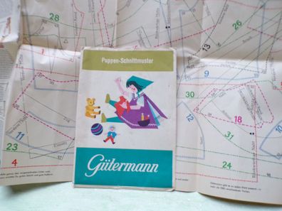 altes Gütermann Puppen Schnittmuster für 35 cm große "ohne Kopf gemessen" neuwertig