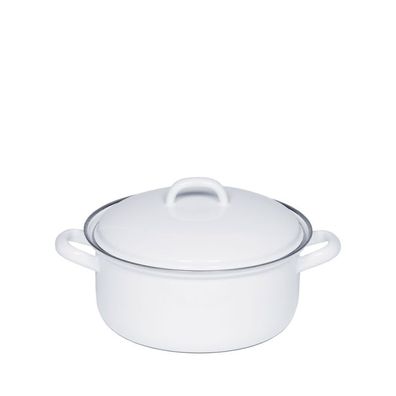 Riess Classic Weiss Casserole avec couvercle Ø16cm émail