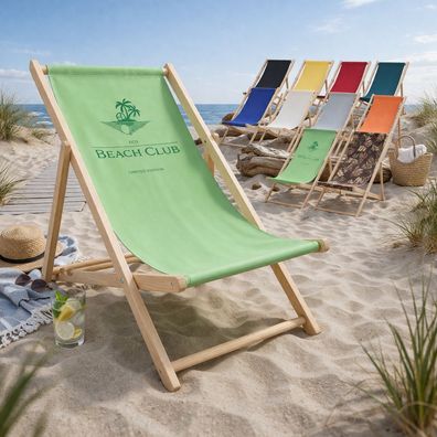 HAGO24 Strandliege Sonnenliege Gartenliege Liegestuhl Klappstuhl Holz Kiefernholz Pol