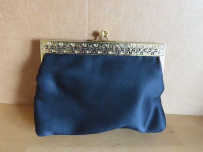 Kosmetiktasche kleine Tasche Klippverschluß schwarz mit Trageband