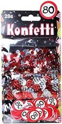Udo Schmidt GmbH & Co Konfetti zum 80. Geburtstag, 3-Fach Sortiert, rot/silber