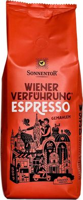 3x Sonnentor Espresso Kaffee gemahlen Wiener Verführung®, Packung 500g