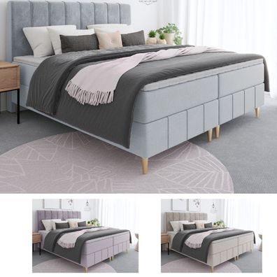 Boxspringbett MEGII 2 Doppelbett mit Bonellmatratze und Bettkasten auf hohen Füßen