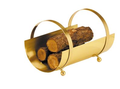 Holzkorb Holzaufbewahrung Messing B / H / T – 50 / 34 / 33cm