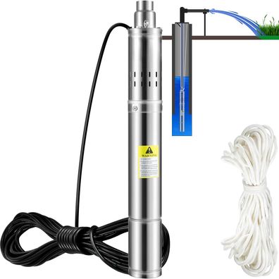 VEVOR 3 Zoll Tiefbrunnenpumpe 550W 35 L min Tauchpumpe Förderhöhe 108 m
