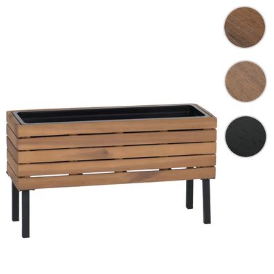 Pflanzkasten HWC-P84, Blumenkasten Outdoor Stahl Akazie 36x62x22cm