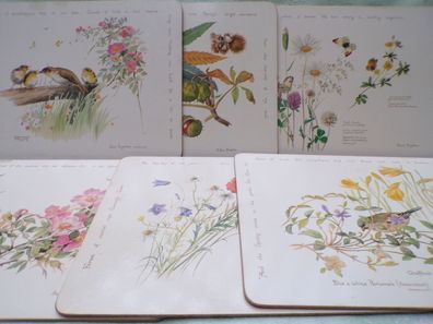 6 Melamin Frühstücksbrett Platzset Wildblumen Jean Ingelow Alex Smith Shelley Sappho