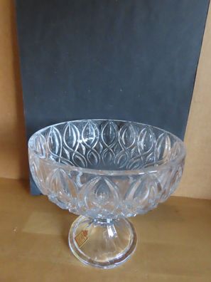 Glasschale Bonboniere Gebäckschale mit Fuß Relief ca. 14,5 cm h Katharinen-Hütte
