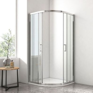 EMKE Duschkabine 90x90x195 Schiebetür Runddusche Viertelkreis Nano Dusche ESG