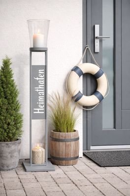 Windlicht-Stele „HeimatHafen“ - Maritimes Highlight für Ihren Eingangsbereich