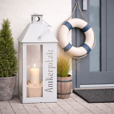 Maritimes Laternen-Highlight „Küstengruß“ - Laterne in zeitlosem Grau