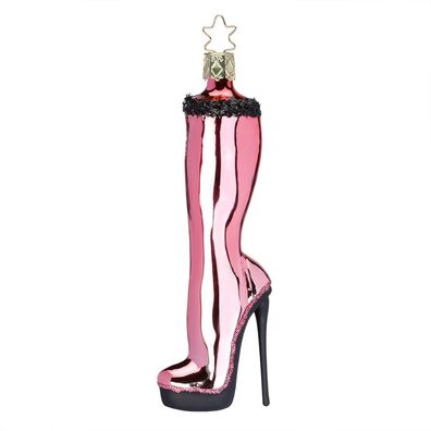 Christbaumschmuck Reizvoller Stiefel rosa 13 cm Inge-Glas