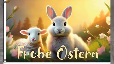 Fahne Flagge Frohe Ostern Osterlamm - 90 x 150 cm