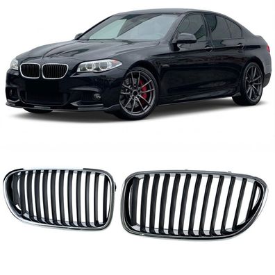 Sport Kühlergrill Frontgrill Schwarz Chrom passt für 5er BMW F10 F11 2010-2017
