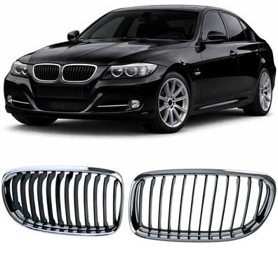 Sport Kühlergrill Frontgrill Schwarz Chrom passt für 3er BMW E90 E91 2008-2012
