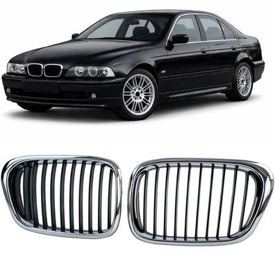 Sport Kühlergrill Frontgrill Schwarz Chrom passt für 5er BMW E39 1995-2003