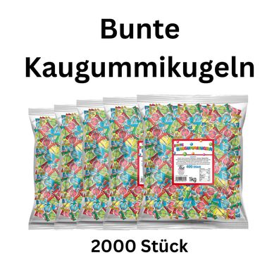 2000x Kaugummikugeln bunt einzeln verpackt Wurfmaterial Party XXL