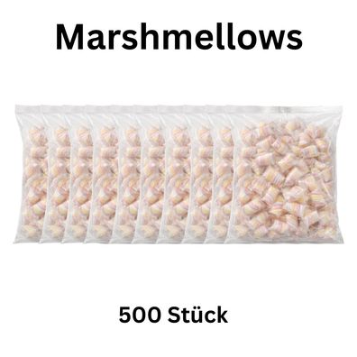 500 Marshmallows einzeln verpackt Wurfmaterial bunt