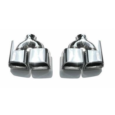 Auspuffblende Endrohr für Mercedes S Klasse 2005-2013 Doppel Stahl Chrom 2tlg
