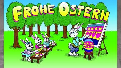 Fahne Flagge Ostern Frohe Ostern Hasenschule - 90 x 150 cm