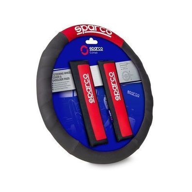 SPARCO Lenkradbezüge Schulterpolster Satz Universal Lenkradschutz Schwarz Rot