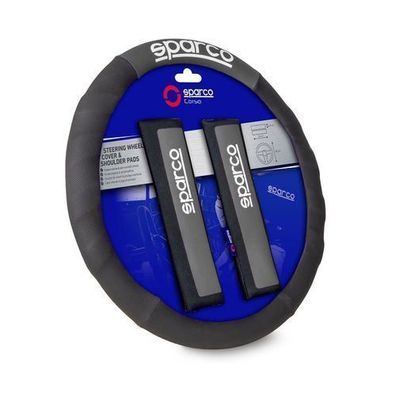 SPARCO Lenkradbezüge Schulterpolster Satz Universal Lenkradschutz Schwarz Grau