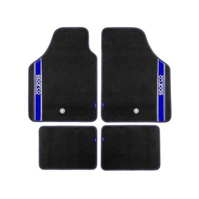 SPARCO Universal Fußmatten Blau Autoteppich Alwetter Schwarz 4 tlg