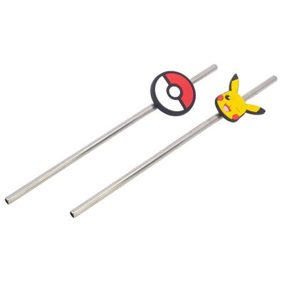 Pokemon Strohhalm Trinkhalm aus Edelstahl 2er Set für Kinder und Erwachsene